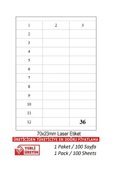 A1 Etiket Tw-2433 100 A4 listova laserske etikete 70x23 36 etiketa na 1 A4 listu