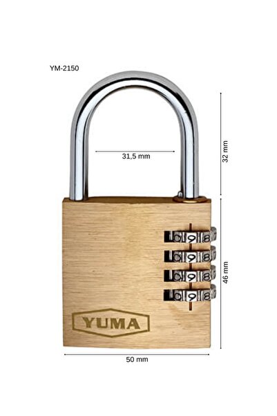 Genel Markalar Yuma Ym2150 Şifreli Asma Kilit 4 Haneli Pirinç Blister Ambalaj...