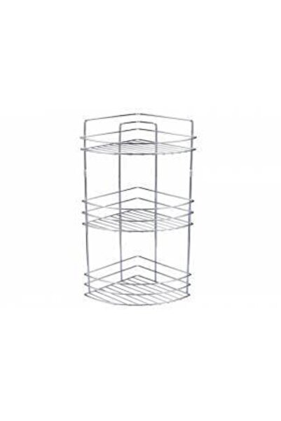 abnturk Paslanmaz Çelik Krom Banyo Köşesi 3 Katlı Şampuanlık 21x21x52cm Port ...