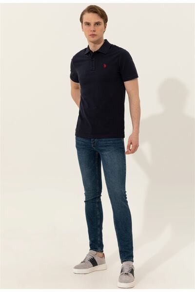 U.S. Polo Assn. Βάση. Ανδρικό μπλουζάκι Polo Assn Dark Navy Polo Neck Slim Fit χωρίς τσέπη