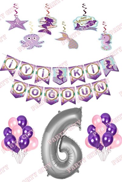 Party City Deniz Kızı Konsept 6 Yaş Doğum Günü Süsleme Seti