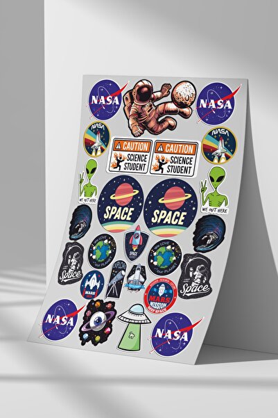 Sticker Market مجموعة ملصقات ناسا، مجموعة ملصقات الفضاء، مجموعة ملصقات مقاس A...