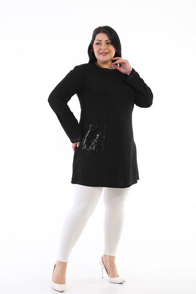 Şahbaz Plus Size Tunic with Laptop Pocket Detail