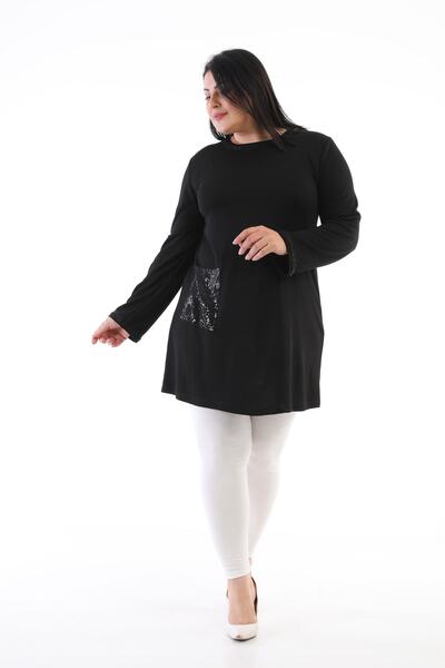 Şahbaz Plus Size Tunic with Laptop Pocket Detail
