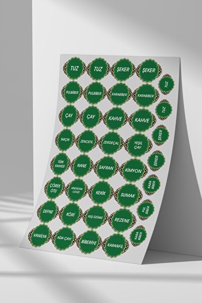 Sticker Market Jar, Spice Jar Sticker Set, A4 Size Sticker Label Set for Flat...