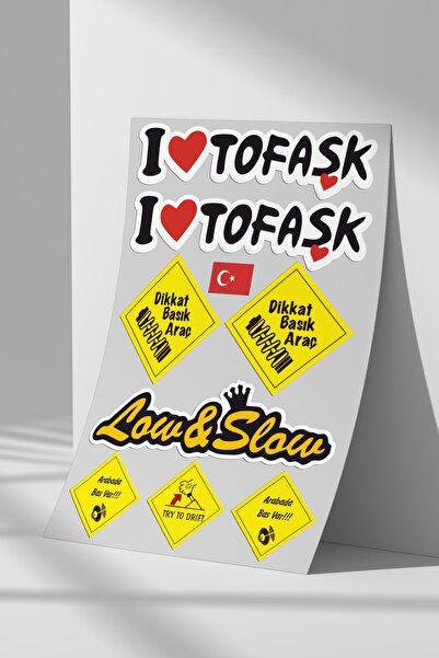 Sticker Market Tofaş، مجموعة ملصقات السيارة، مجموعة ملصقات مقاس A4 للأسطح الم...