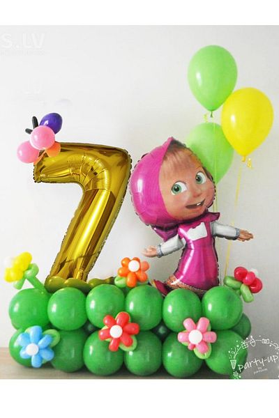 Masha ve Koca Ayı Licensed Masha and the Bear Welcome Set with Gold Number Balloons (Video Narrative)