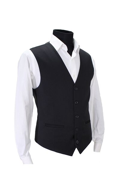 MENTOR REGALO Men's Vest V-Neck Black Dobby 50407