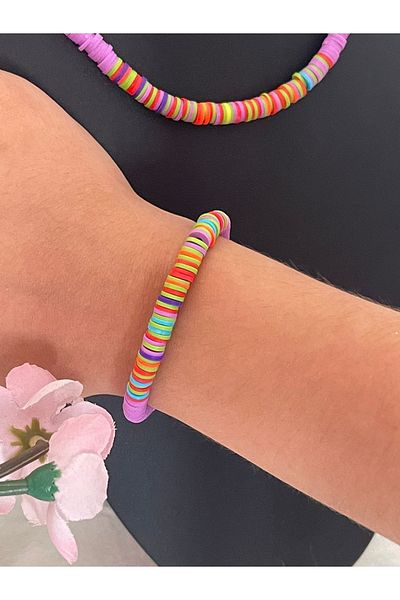 Gönülden Tasarım Fimo Bead Colorful Necklace Bracelet Set