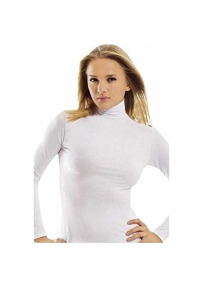 MaviMoure Women's White Turtleneck Combed Cotton Bodysuit