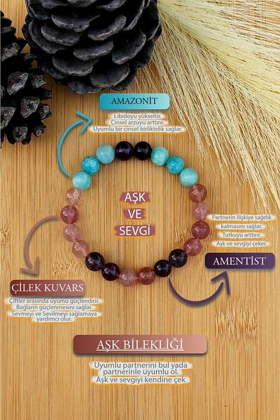 Lalibo Natural Stone Women Men Love Love Being Lover Bracelet Amazonite Amentist Strawberry Quartz Bracelet