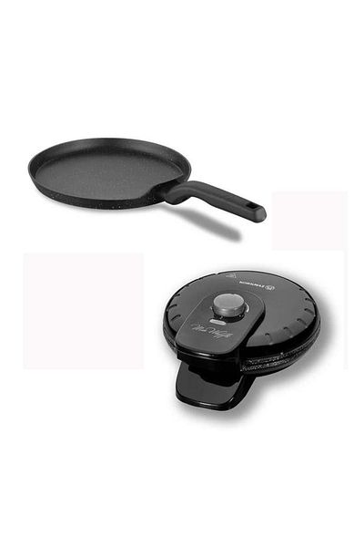 KORKMAZ Black Waffle Maker and Crepe Pan