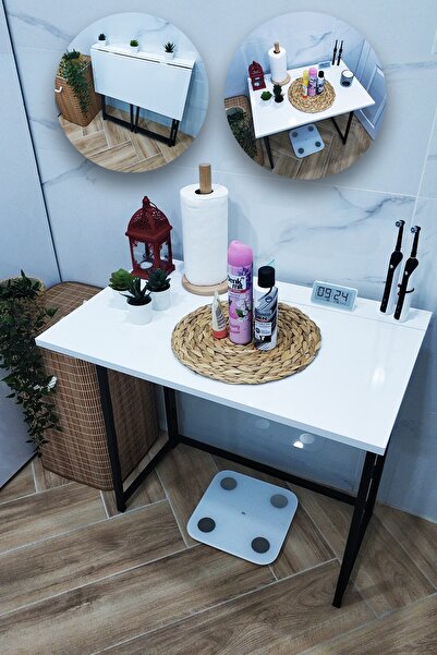 YüceerHome Katlanabilir Taşınabilir Metal Ayaklı Banyo Düzenleyici Banyo Masa...