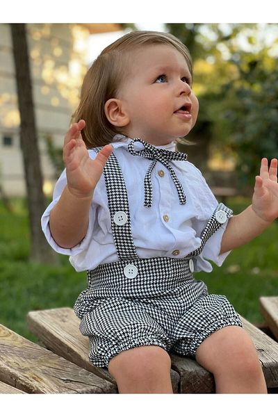 bohemiankids baby wear Houndstooth Short Slippers Set