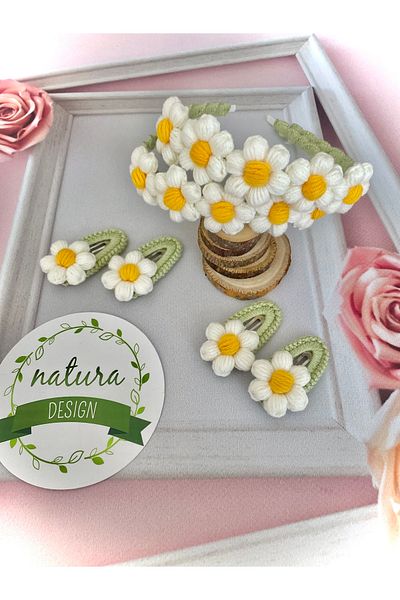 NATURA DESİGN طقم تاج ديزي وإبزيم محبوك مكون من قطعتين
