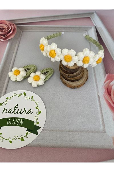 NATURA DESİGN طقم تاج ديزي وإبزيم محبوك مكون من قطعتين