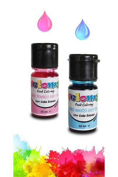 velomy Liquid Food Dye Set of 2 - Baby Pink and Baby Blue 10 Grx2