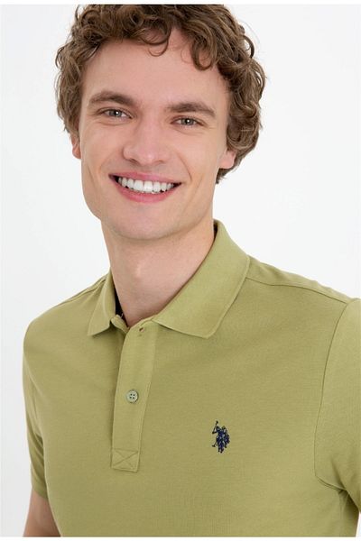 U.S. Polo Assn. Dark Khaki Slim Fit Polo Neck Men's T-Shirt
