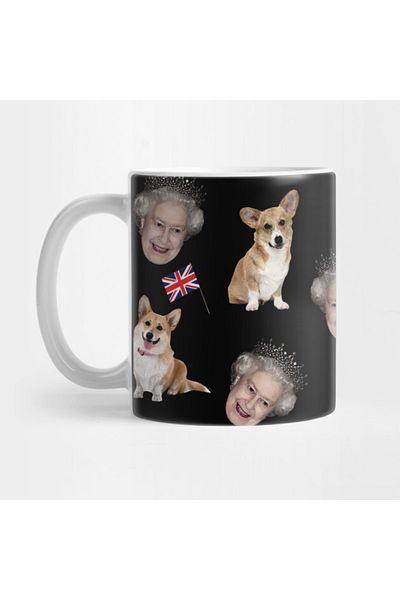 Pixxa Queen Elizabeth And Dogs Mug Cup