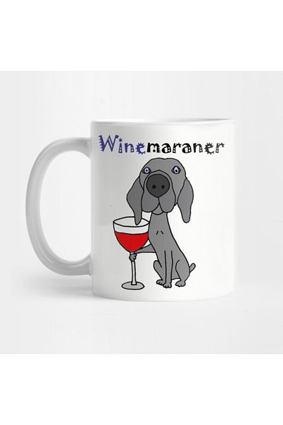 Pixxa Funny Cool Weimaraner Drinking Wine Cartoon Mug Cup