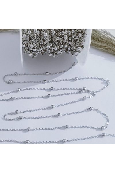 yiğit aksesuar 2 Meters No Darkening Silver Color Metal Bulk Meter Chain Jewelry Material Ball