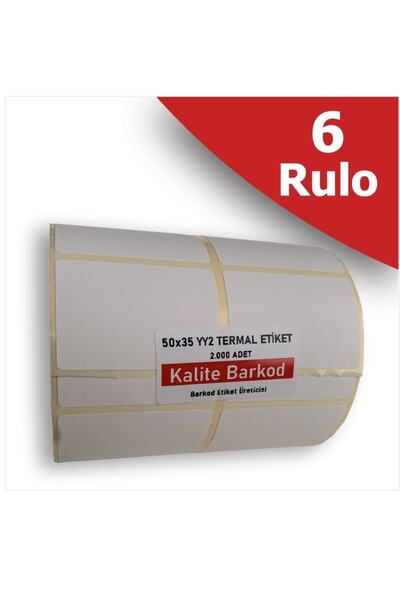 Kalite Barkod 50x35 2 etichete termice unul lângă altul |   6 role de etichete cu coduri de bare