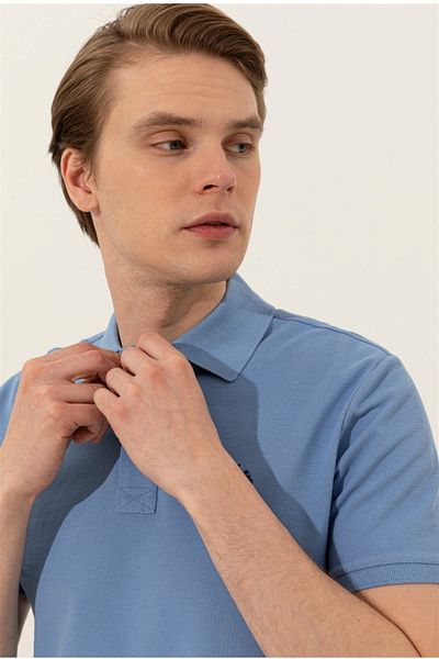 U.S. Polo Assn. Βάση. Ανδρικό μπλουζάκι Polo Assn Polo Neck Σκούρο Μπλε Slim Fit χωρίς τσέπη