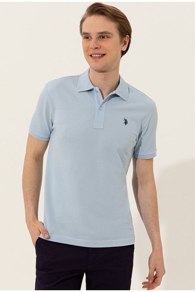 U.S. Polo Assn. U.S. Polo Assn Light Blue Polo Collar Slim Fit Men's T-shirt Without Pockets