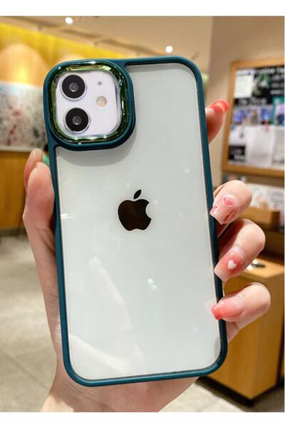 Musal Iphone 11 Uyumlu Akrilik Kaplama Şeffaf Renkli Lens Koruma Çerçeveli Mo...