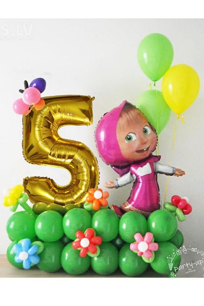 Masha ve Koca Ayı Licensed Masha and the Bear Welcome Set with Gold Number Balloons (Video Narrative)