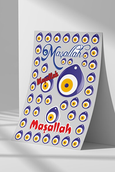 Sticker Market Nazar Boncuğu, Nazar Sticker Seti, Düz Yüzeyler Için A4 Boyutu...