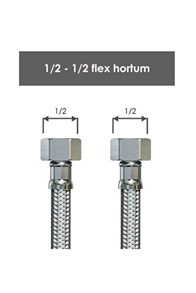 Marka 1/2 1/2 Çelik Flex Bağlantı Hortum 70 Cm
