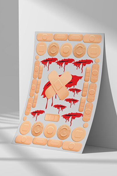 Sticker Market A4 Size Decal Sticker Set For Wounded, Wound Sticker Set, Flat...