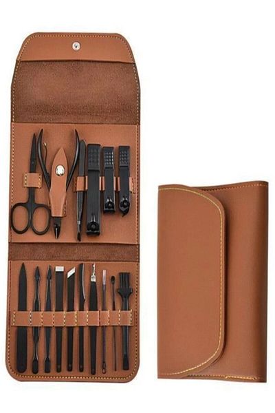 SİNKA Stainless Steel Manicure & Pedicure Set with Leather Bag 16 Pieces