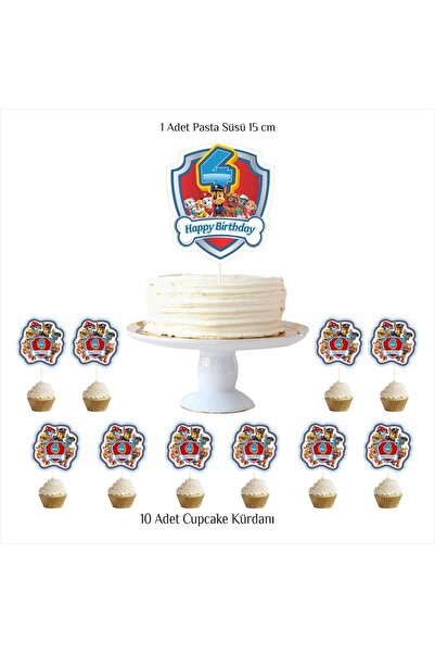 SİYAH PARTİ EVİ 4 Yaş Paw Patrol Pasta Süsü Kürdan Seti
