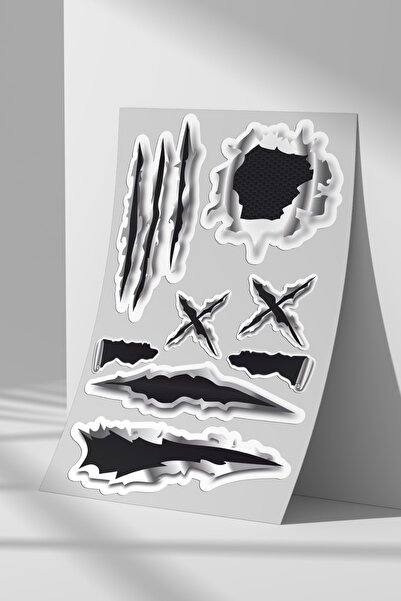 Sticker Market مجموعة ملصقات قطع، أثر، مجموعة ملصقات مقاس A4 للأسطح المسطحة