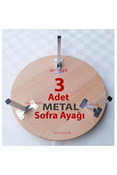 abnturk Yemek Yufka Ahşap Yer Sofrası için 3 adet Katlanır Metal Ayaktır Sofr...