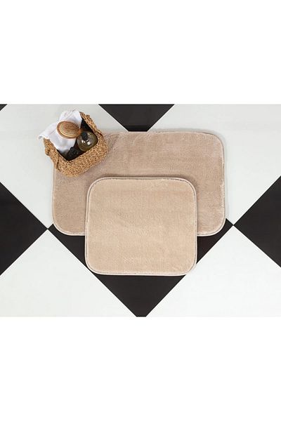 SARAZ HALI Puffy Soft Bathroom Mat 2-Piece Non-Slip Extra Soft Anthracite