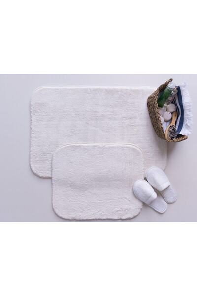 SARAZ HALI Puffy Soft Bathroom Mat 2-Piece Non-Slip Extra Soft White