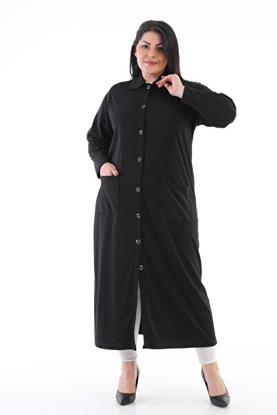 Şahbaz Large Size Steel Fabric Long Cardigan