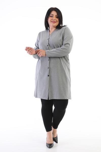 Şahbaz Large Size Steel Fabric Cardigan