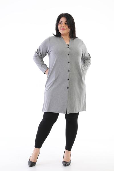 Şahbaz Large Size Steel Fabric Cardigan