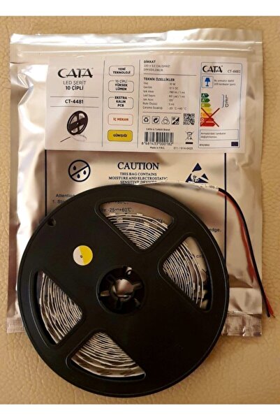 Cata 25 Metre (5 Paket) Ct-4481 Günışığı 10 Çip Şerit Led 12v (trafosuz Çalış...