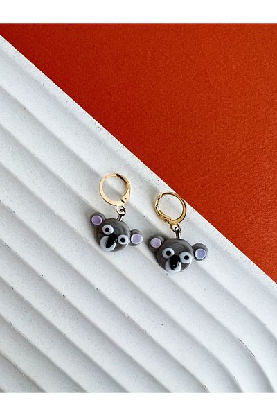 Minizooistanbul Koala Patterned Glass Earrings