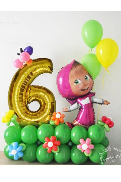 Masha ve Koca Ayı Licensed Masha and the Bear Welcome Set with Gold Number Balloons (Video Narrative)
