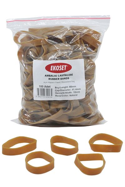 ekoset 65x10mm Wide Rubber Pack Packaging Tyre 100 Pieces