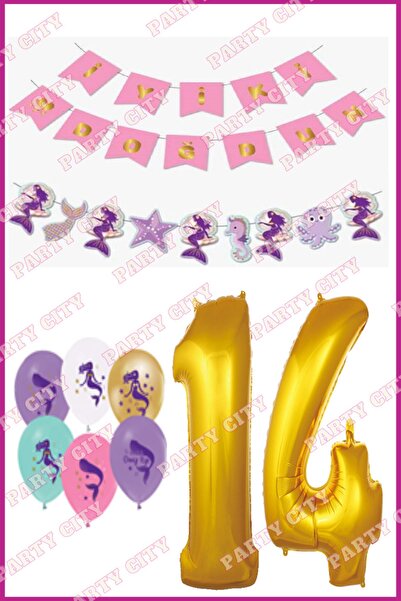 Party City Deniz Kızı Konsepti 14 Yaş Doğum Günü Parti Kutlama Seti