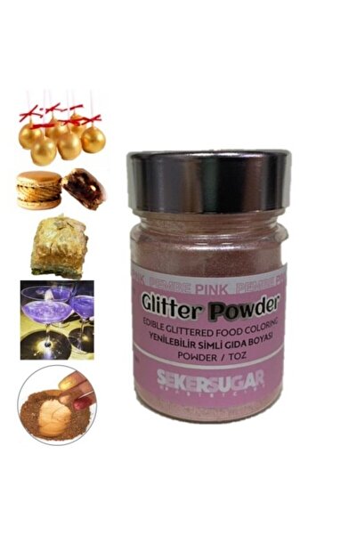 ŞEKER & SUGAR Yenilebilir Simli Pembe Toz Gıda Boyası 10 Gr