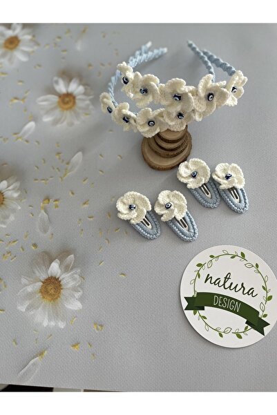 NATURA DESİGN Kruna zla oka perla i set dvostruke pletene kopče