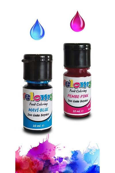 velomy Set of 2 Blue Pink Liquid Food Dye - 10 Gr